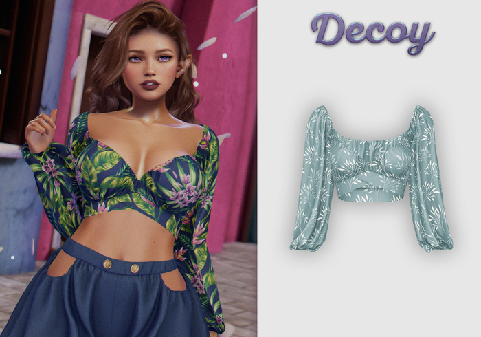 Decoy - Maggie Crop Top: Floral Mint  - Maitreya Lara + Petite, Meshbody Legacy, Belleza Freya, Inithium Kupra