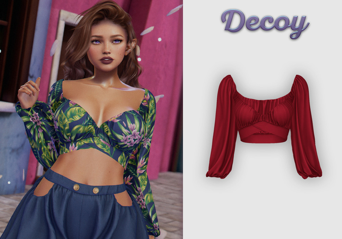 Decoy - Maggie Crop Top: Cherry  - Maitreya Lara + Petite, Meshbody Legacy, Belleza Freya, Inithium Kupra