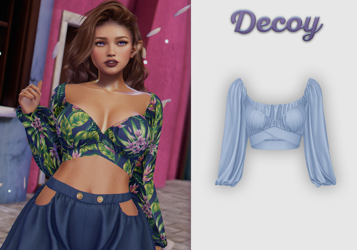 Decoy - Maggie Crop Top: Cerulean  - Maitreya Lara + Petite, Meshbody Legacy, Belleza Freya, Inithium Kupra