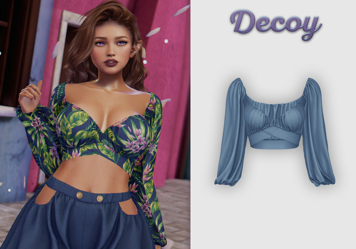 Decoy - Maggie Crop Top: Blue  - Maitreya Lara + Petite, Meshbody Legacy, Belleza Freya, Inithium Kupra