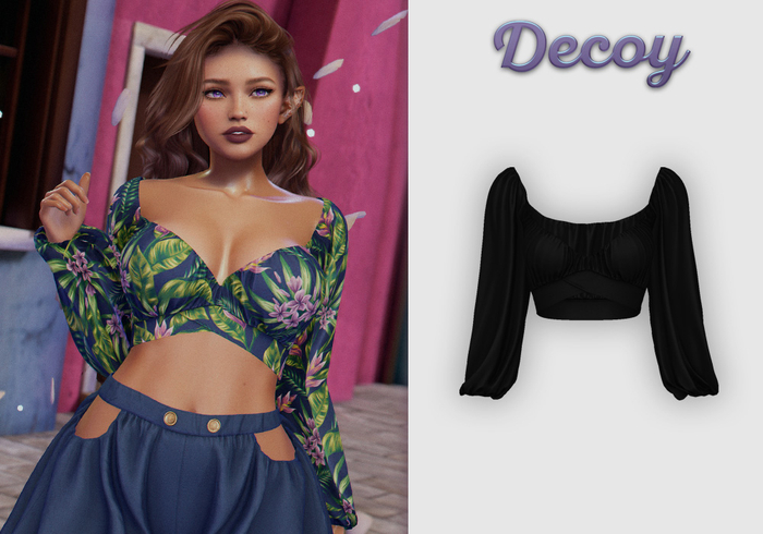 Decoy - Maggie Crop Top: Black  - Maitreya Lara + Petite, Meshbody Legacy, Belleza Freya, Inithium Kupra