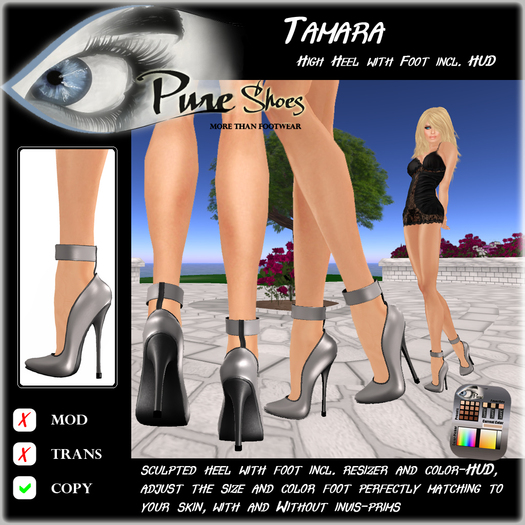 << PURE >> Pure Shoes - Tamara in Silver [inworld price 99L$]