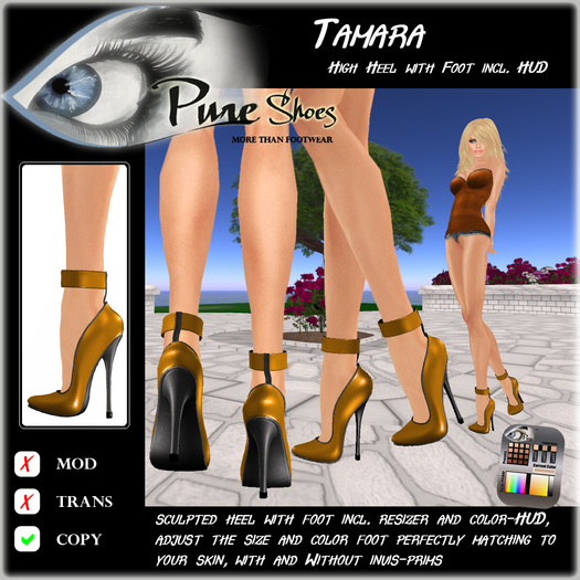 << PURE >> Pure Shoes - Tamara in Copper [inworld price 99L$]