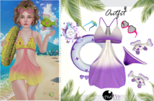 - MicRo -  Outfit  Beach Purpl White