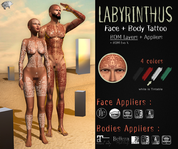 Mad' - Labyrinthus Face+BodyTattoo [APPLIERS + LAYERS][ADD ME]