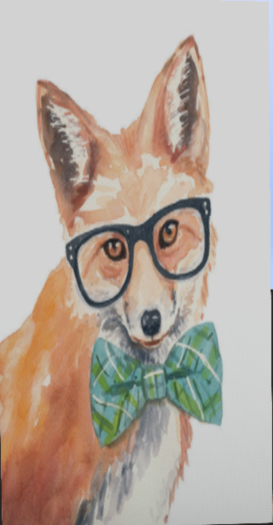 Long Canvas Smart Fox Wall Art.