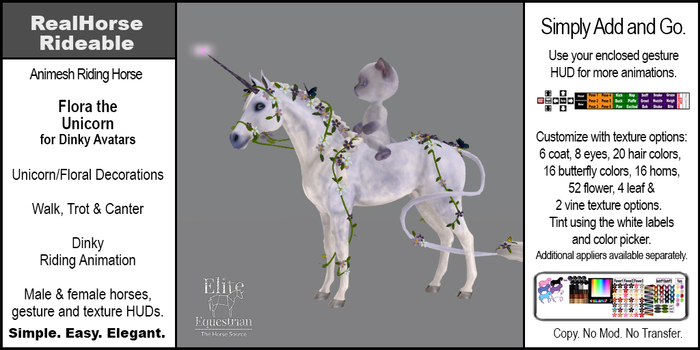 *E* RealHorse Rideable - Flora Unicorn Dinky  [Add & Click]