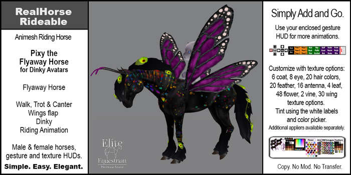 *E* RealHorse Rideable - Pixie Horse Dinky [Add & Click]