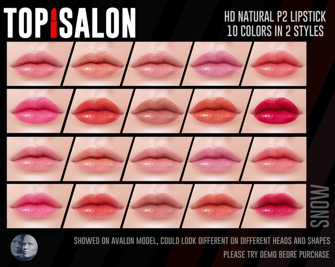 TOP1SALON - HD NATURAL P2 LIPSTICK (Genus) SNOW