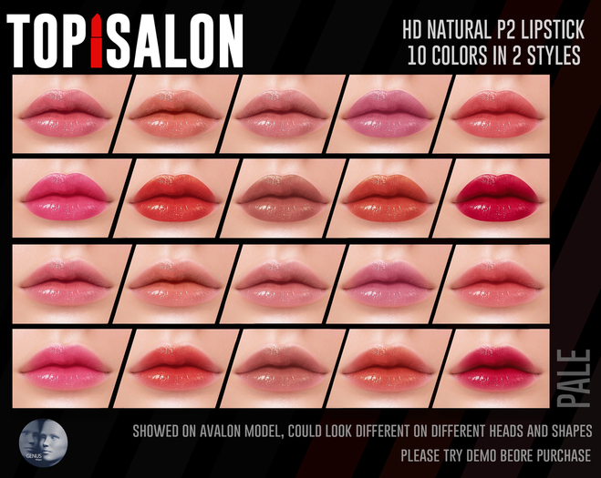 TOP1SALON - HD NATURAL P2 LIPSTICK (Genus) PALE