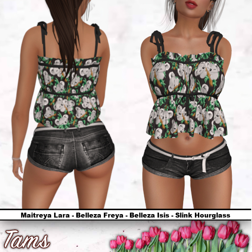 Tams - Ruffle Top and Belted Shorts - Koala