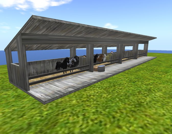 Amaretto 4 Stall Old Wood Stable [6 Land Impact]