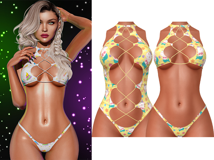 Janet Laced Up Bikini and Swimsuit [Unicorn Mermaid] - Maitreya Lara (+Petite) • Legacy • Reborn
