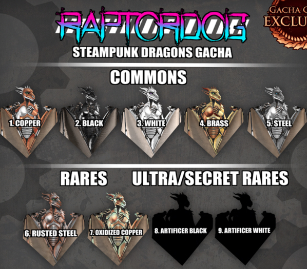 1. COMMON COPPER RAPTORDOG // STEAMPUNK DRAGON VOUCHER