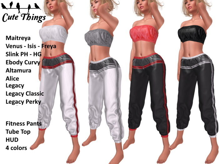 [CT] Fitness Outfit - Pants + Top - Hud 4 tex - DEMO - Maitreya - Slink - Belleza - Altamura - Alice - Ebody - Legacy