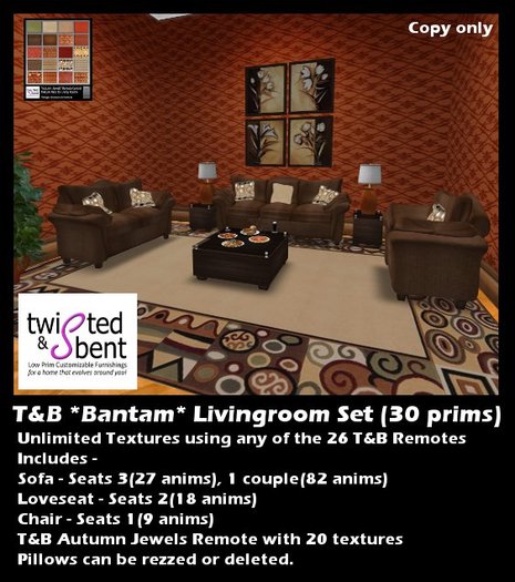 T&B Texture Changing Bantam Livingroom Sofa Set