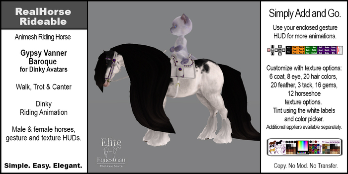 *E* RealHorse Rideable Gypsy Vanner Baroque Dinky [Add & Click]