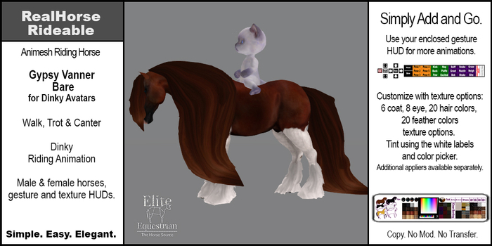 *E* RealHorse Rideable Gypsy Vanner Bare Dinky [Add & Click]