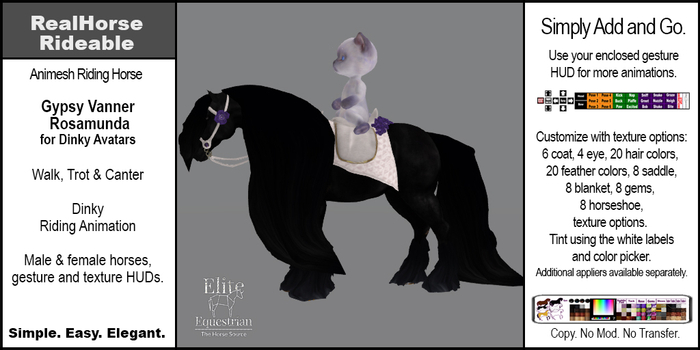 *E* RealHorse Rideable Gypsy Vanner Rosamunda Dinky [Add/Click]
