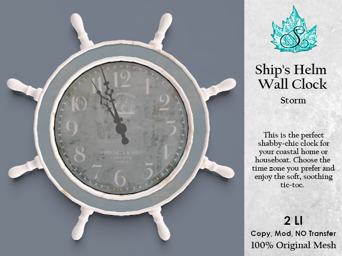 Second Life Marketplace {SD} Ship's Helm Wall Clock storm