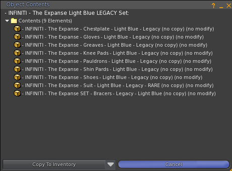 Second Life Marketplace - - INFINITI - The Expanse Light Blue LEGACY Set