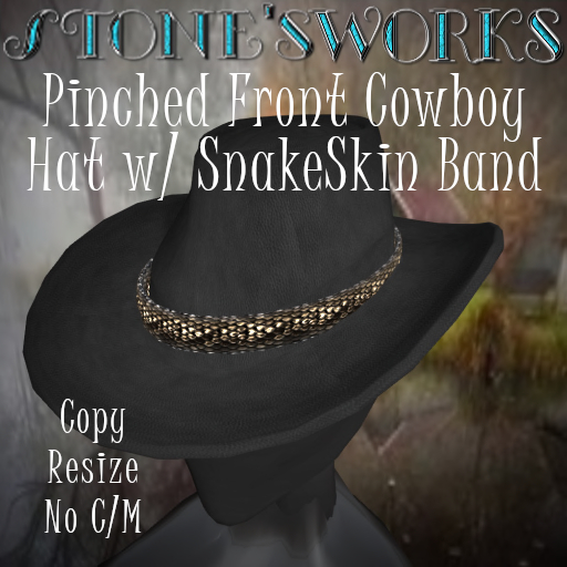 Pinched Front CB Hat SnakeSkin Band Stone's Works