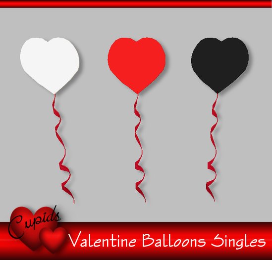 3 Single Balloons red white black