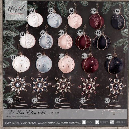 ~Nerido~ Xmas Elen Ball W/Flowers/Stones- Blush