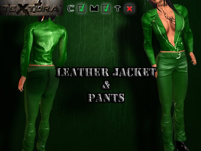 Almost FREE!!! Leather jacket & pants (Green) 