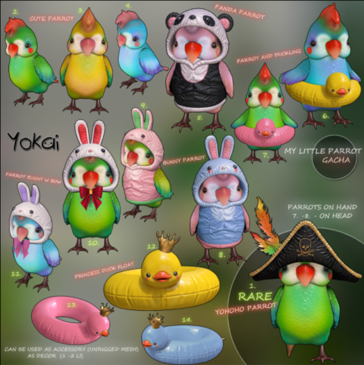 11.YOKAI - My Little Parrot  - Parrot Bunny w Bow (blue\violet)
