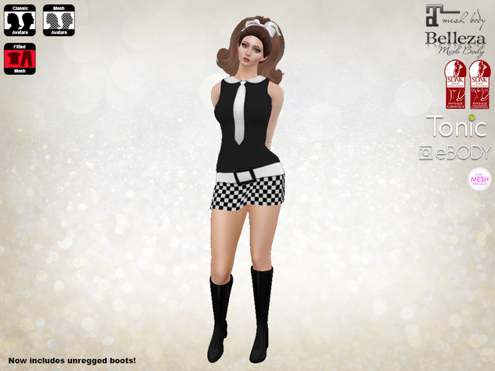 Shift Fitmesh 60's Mod Dress Belted Check