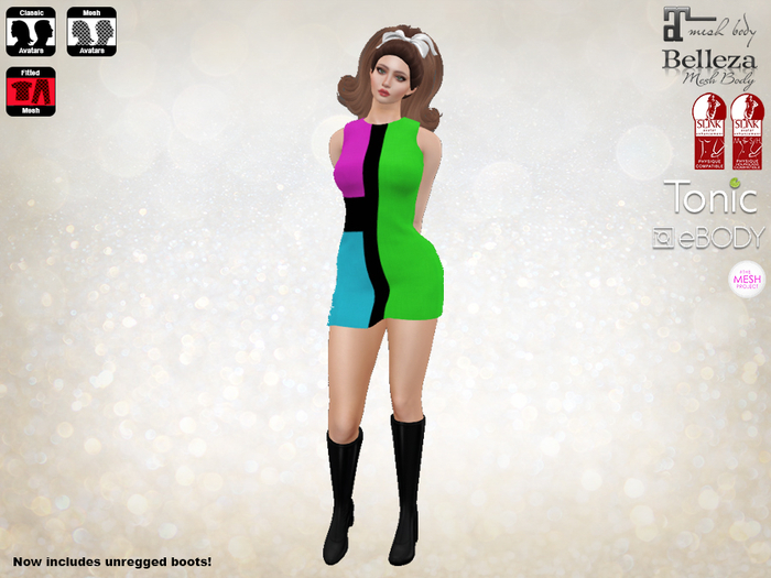 Shift Fitmesh 60's Mod Dress Color Block