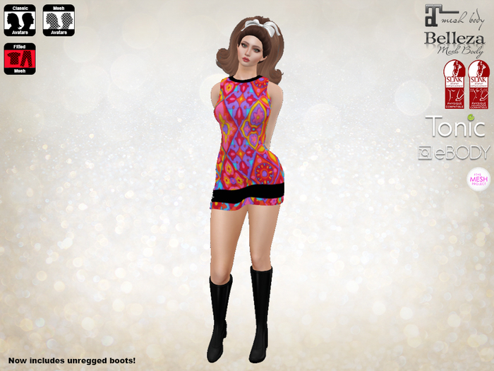 Shift Fitmesh 60's Mod Dress Groovy