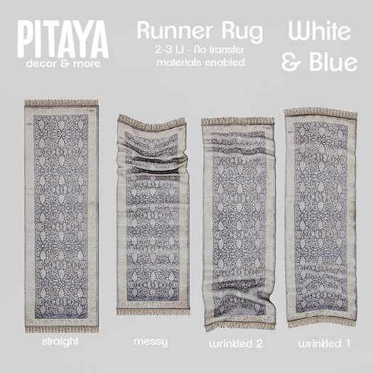 Pitaya - Runner Rug - White&Blue