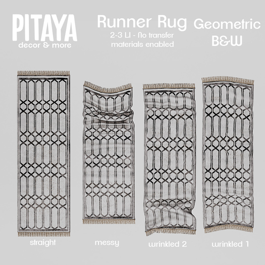 Pitaya - Runner Rug - Geometric B&W 
