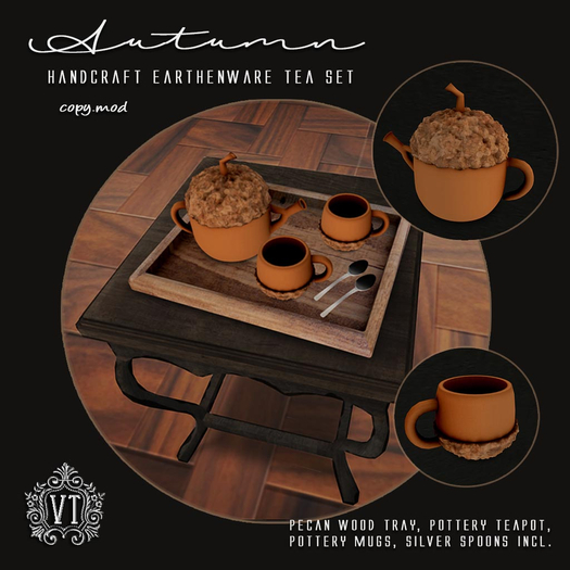 Vintage Touch Autumn Tea Tray Set 