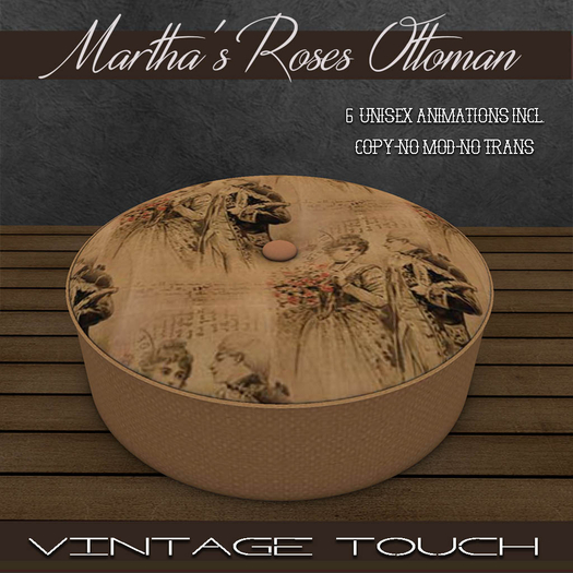 Vintage Touch Martha's Roses Ottoman