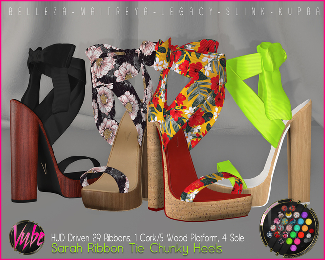 Vybe : Sarah Ribbon Tie Chunky Heels