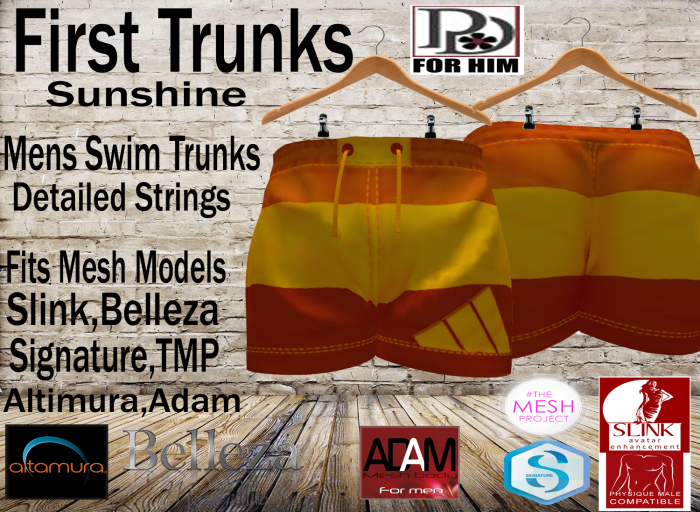 !PD-Mens First Swim Trunks-Sunshine