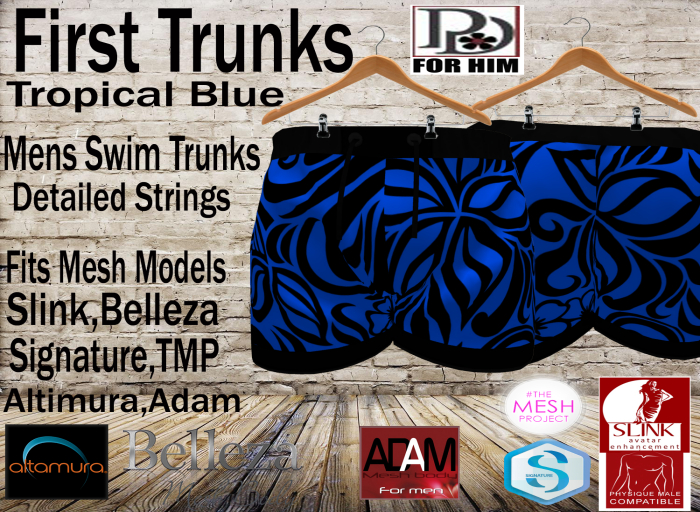 !PD-Mens First Swim Trunks-TropicalBLue