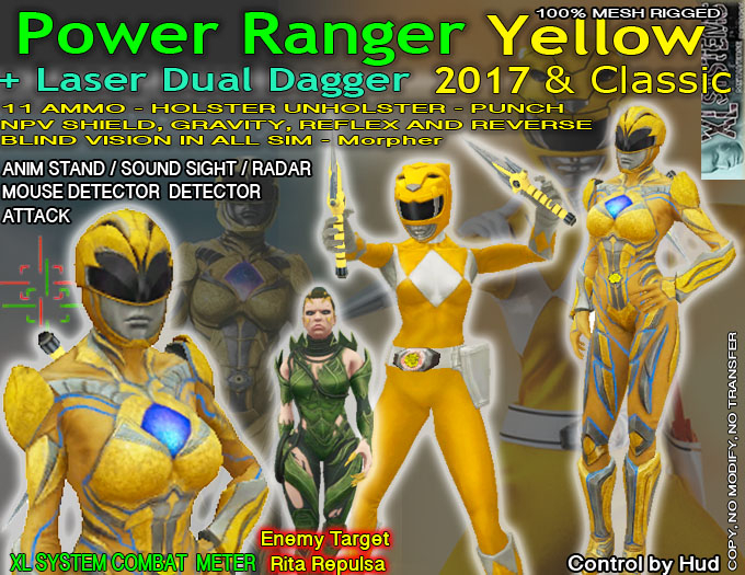Power Ranger  Yellow + Laser Dual Dagger
