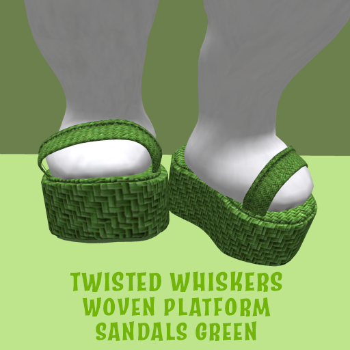 *TW* WOVEN GREEN PLATFORM SANDALS