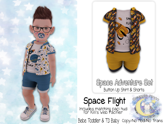 {SMK} Space Adventure Button Up Set | Space Flight