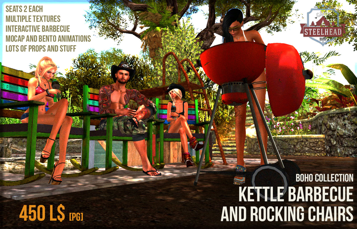 STEELHEAD BOHO BARBECUE AND ROCKING CHAIR PG