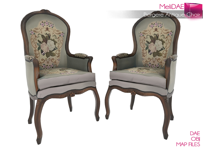 Dae, Obj, FBX, And Texture Files Bergere Antique Chair