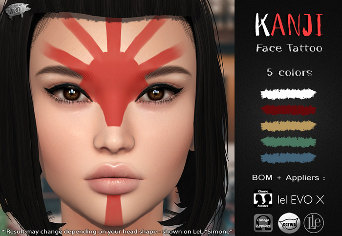 Mad' - Kanji FaceTattoo [APPLIERS + Tattoo]