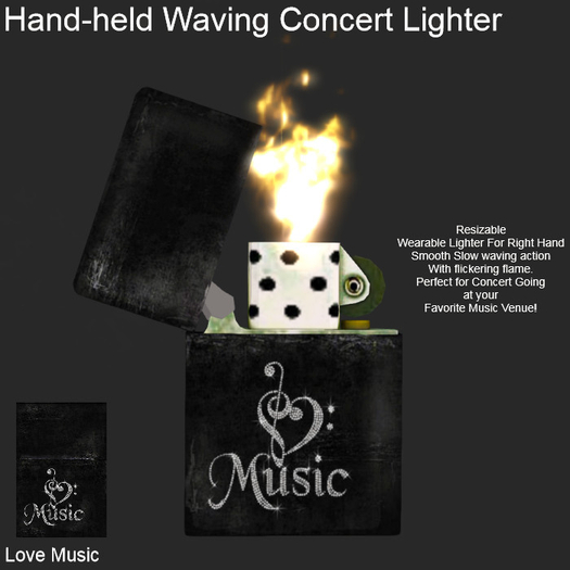 Waving Zippoe Concert Lighter (Boxed) LOVE MUSIC