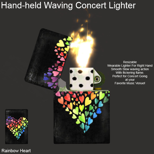 Waving Zippoe Concert Lighter (Boxed) RAINBOW HEART