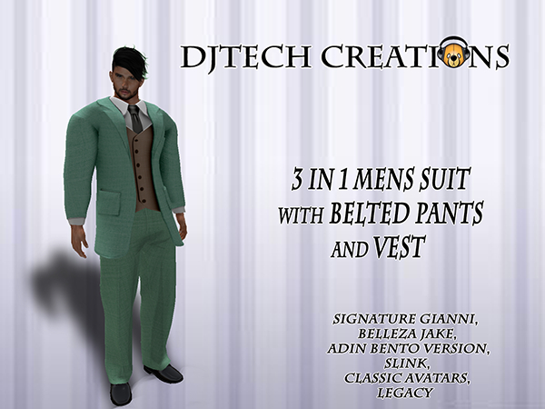 DJT 3 in 1 Mens Suit Mint
