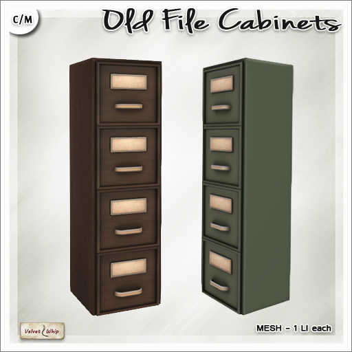 [V/W] Old File Cabinets - Vintage office / studio drawers, one in wood, one in metal - Mesh furniture